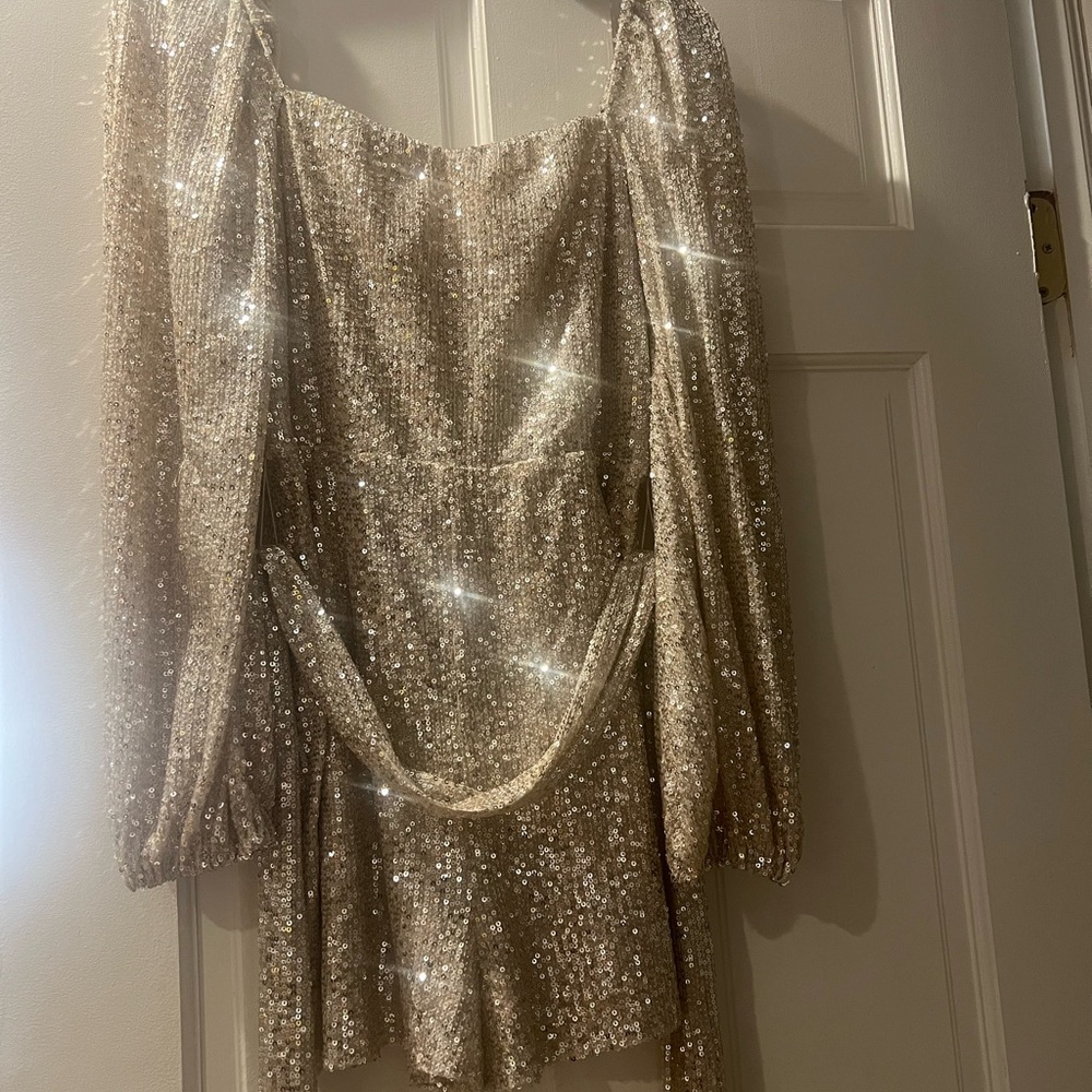 gold sequin romper